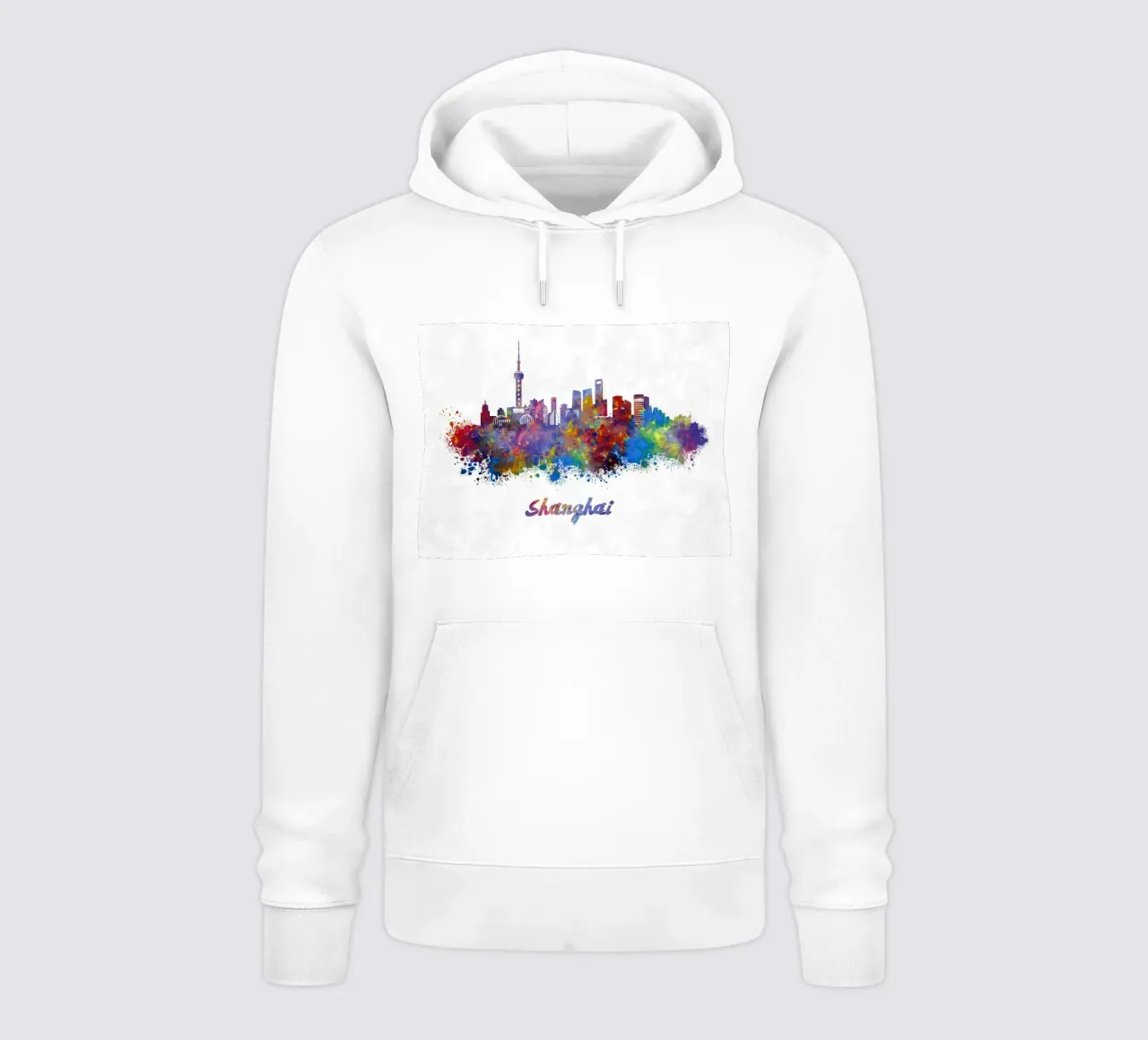 Lo skyline di Shanghai in acquerello felpa con cappuccio da ARTVI-SHOP