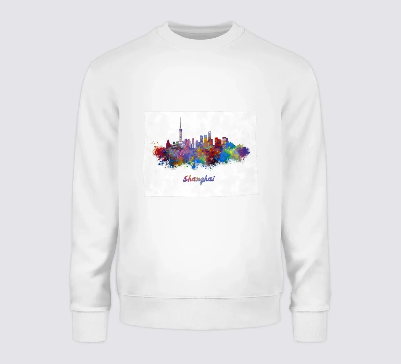 Lo skyline di Shanghai in acquerello felpa da 🎁 NOBELART
