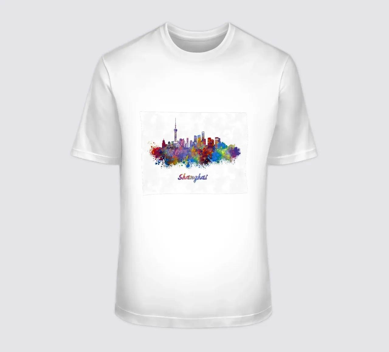 Lo skyline di Shanghai in acquerello t-shirt da ARTVI-SHOP