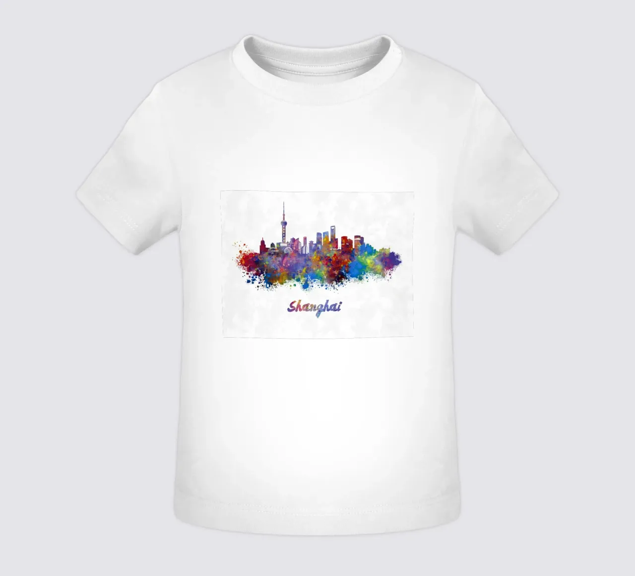 Lo skyline di Shanghai in acquerello maglietta neonato da ARTVI-SHOP