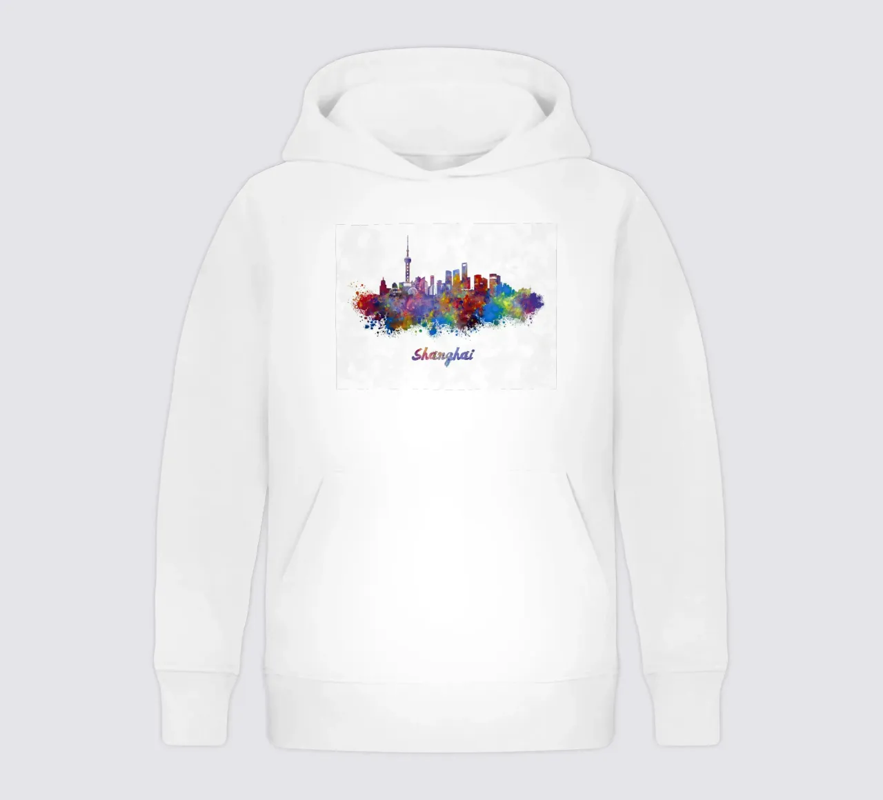 Lo skyline di Shanghai in acquerello felpa bambino con cappuccio da ARTVI-SHOP