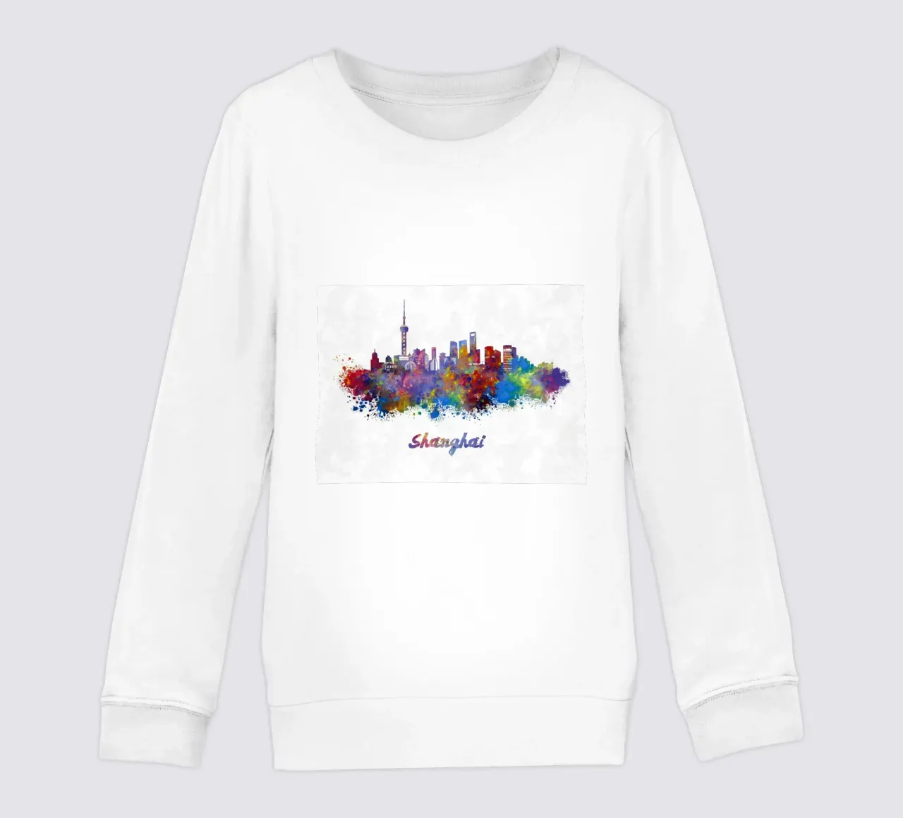 Lo skyline di Shanghai in acquerello felpa bambino da ARTVI-SHOP