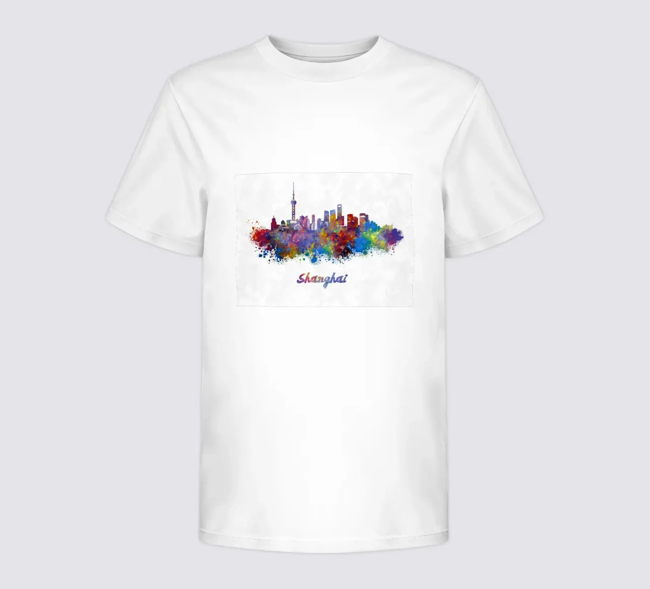 Lo skyline di Shanghai in acquerello t-shirt bambini da 🎁 ARTVI-SHOP