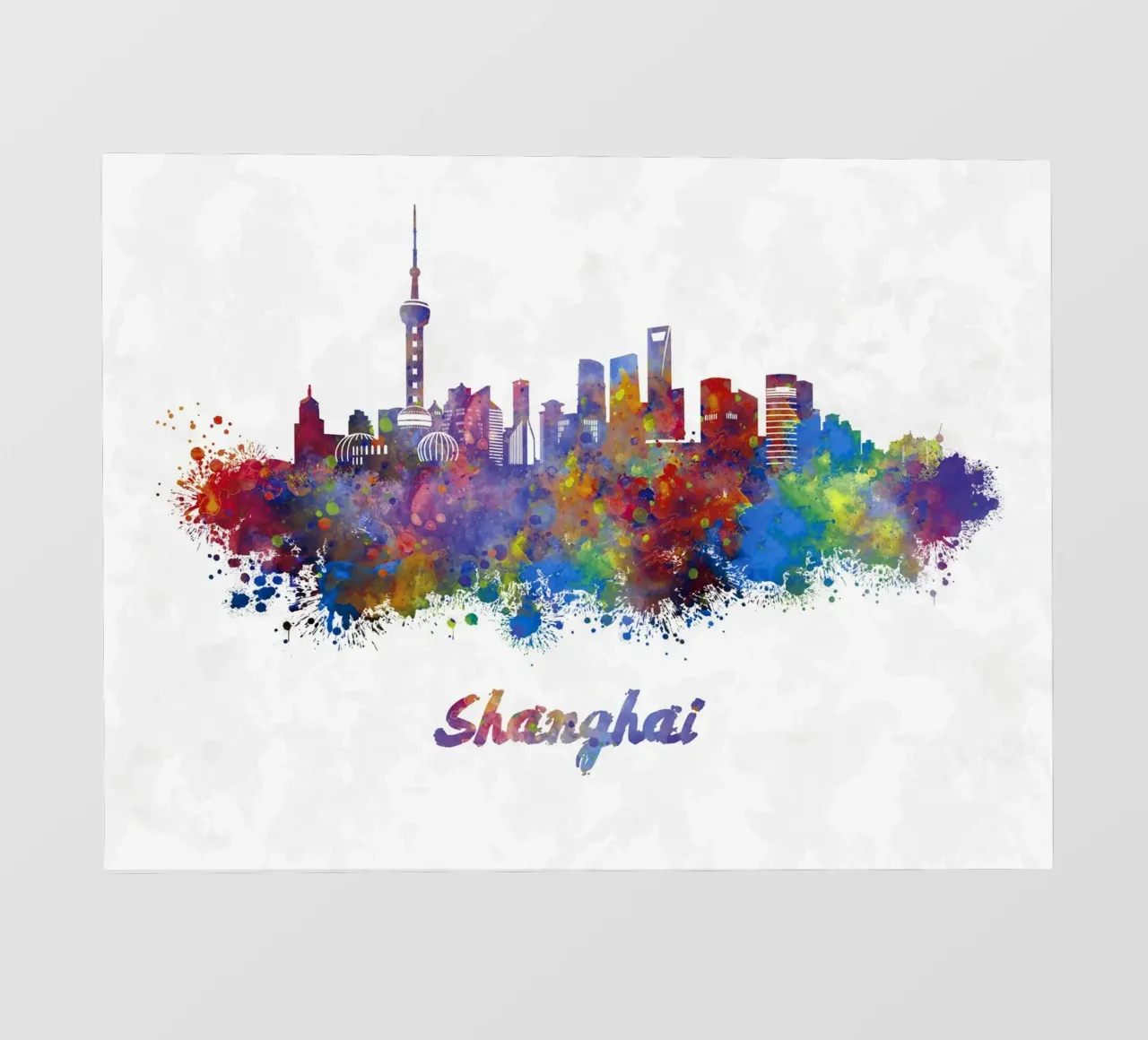 Lo skyline di Shanghai in acquerello pellicola backlit da ARTVI-SHOP