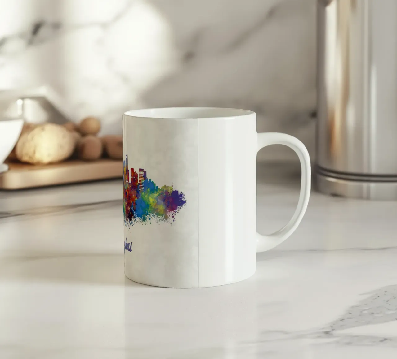 Lo skyline di Shanghai in acquerello tazza in ceramica da ARTVI-SHOP
