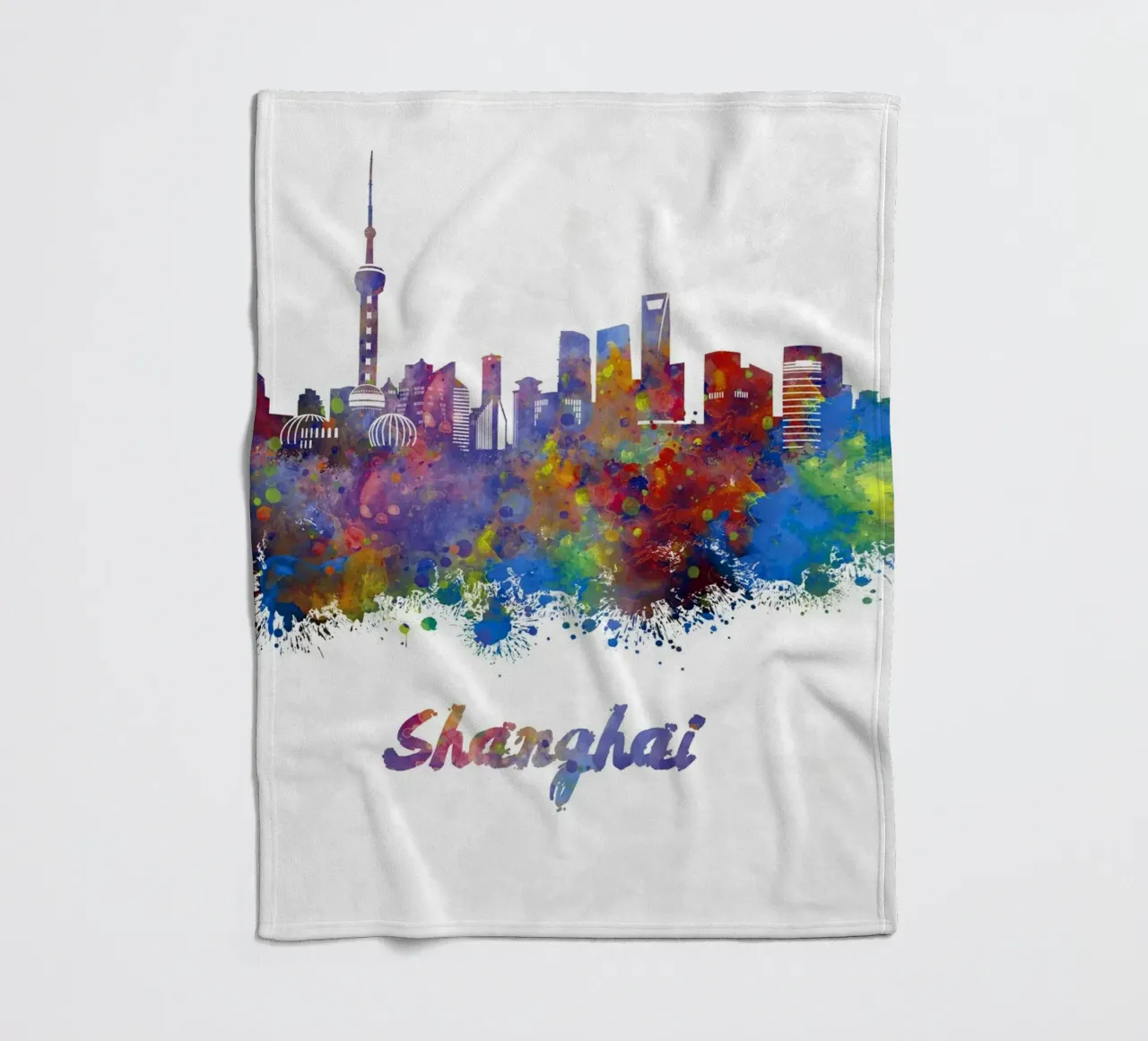 Lo skyline di Shanghai in acquerello coperta in pile da ARTVI-SHOP