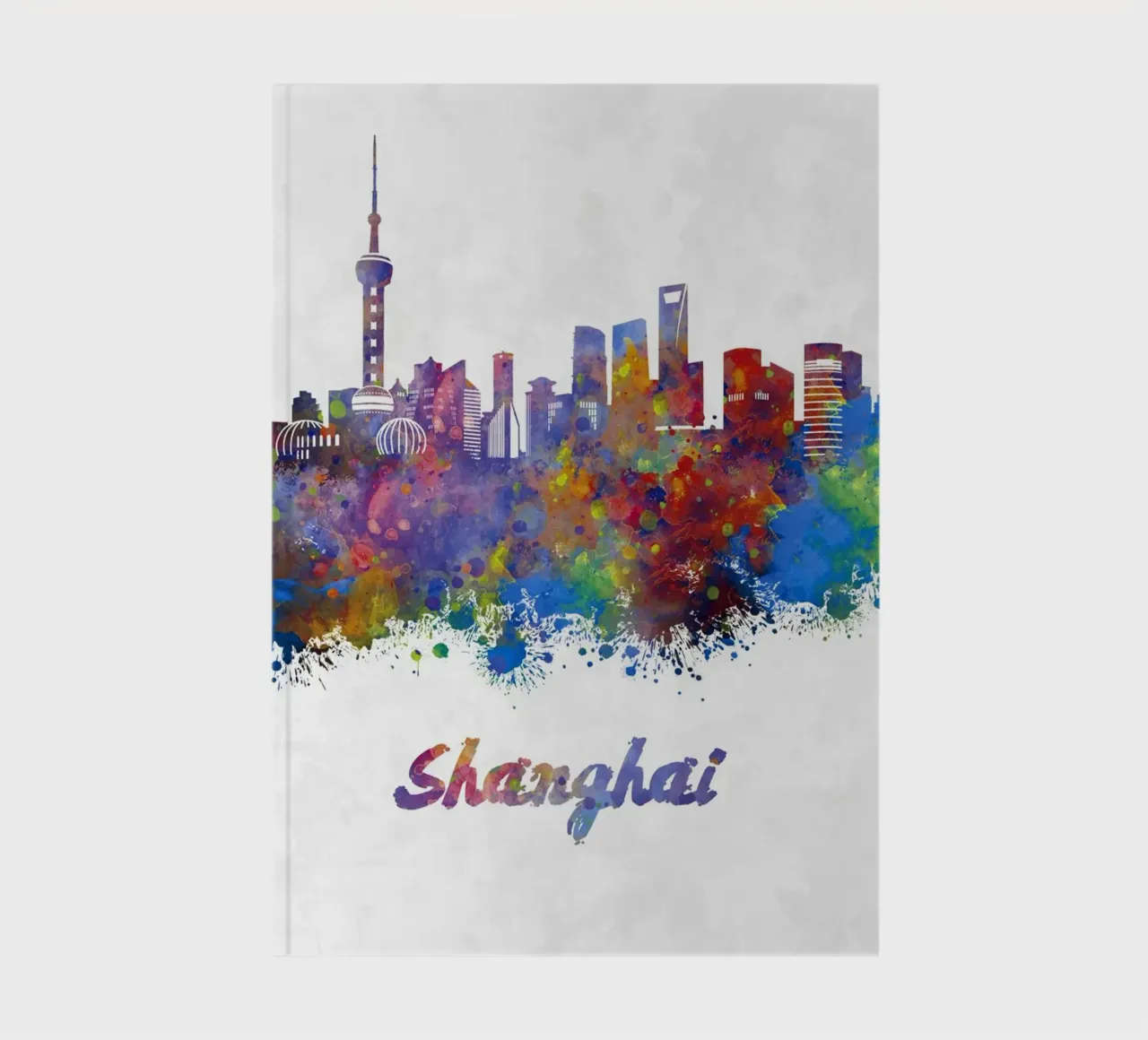 Shanghai skyline in watercolor notebook by 🎁 ARTVI-SHOP