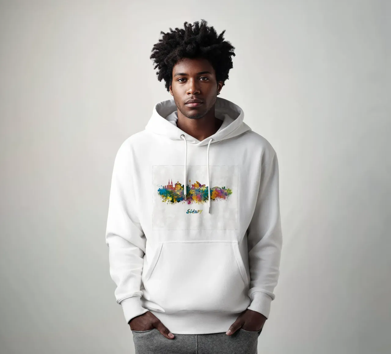 Lo skyline di Sydney in acquerello felpa con cappuccio da 🎁 ARTVI-SHOP