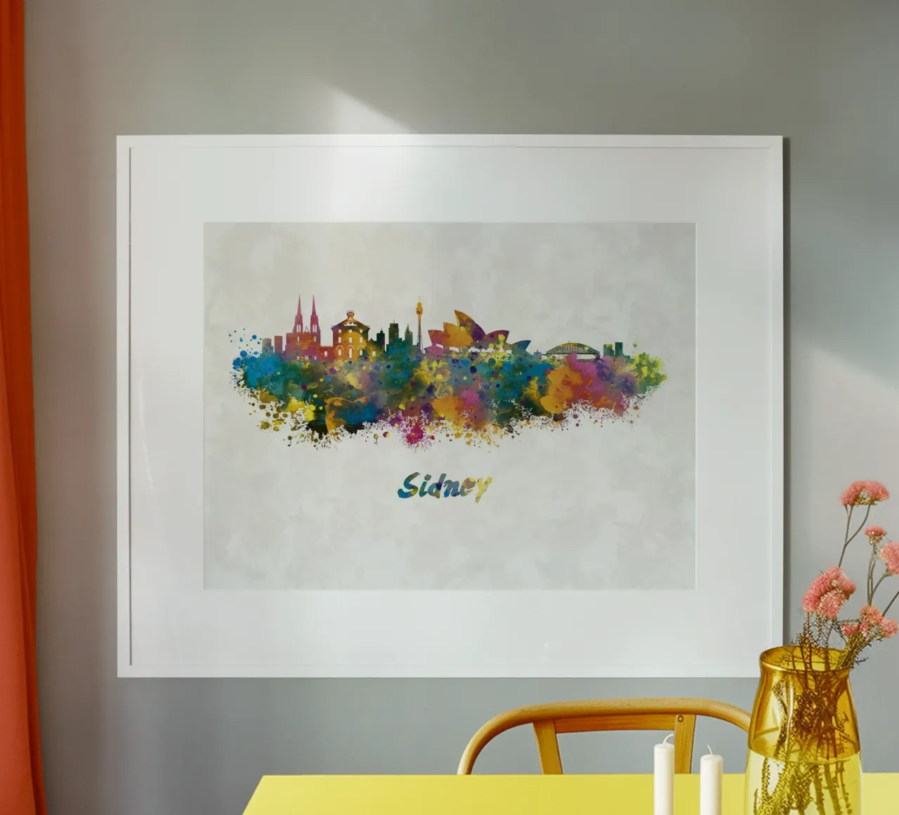 Lo skyline di Sydney in acquerello poster con telaio in alluminio da 🎁 ARTVI-SHOP