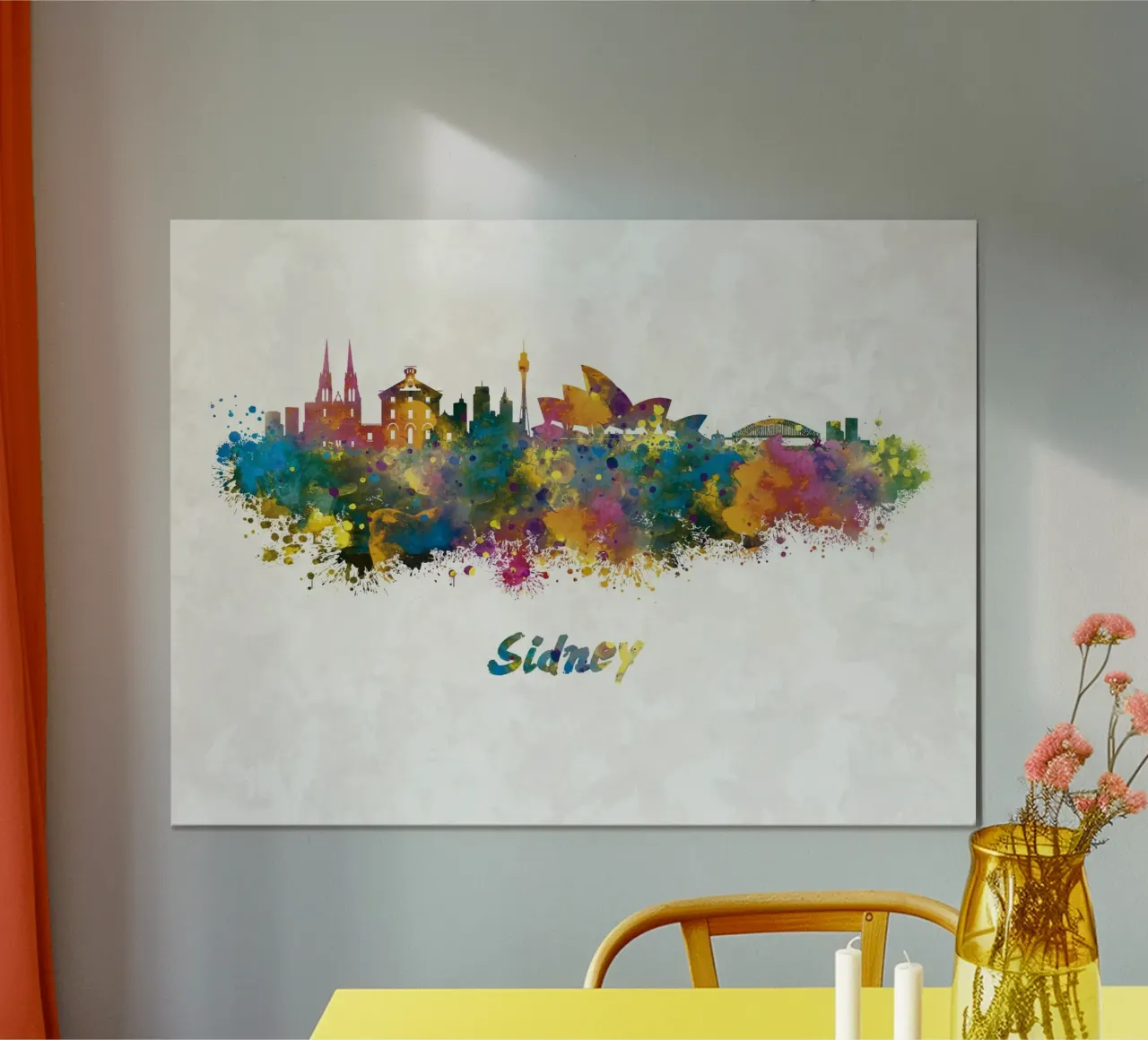 Lo skyline di Sydney in acquerello poster con telaio in alluminio da 🎁 ARTVI-SHOP