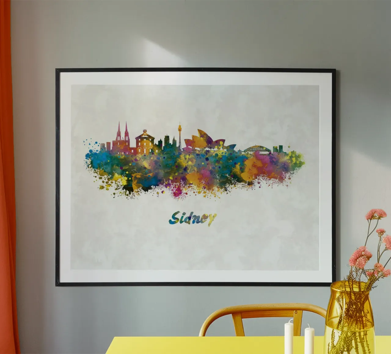 Lo skyline di Sydney in acquerello poster con telaio in alluminio da 🎁 ARTVI-SHOP
