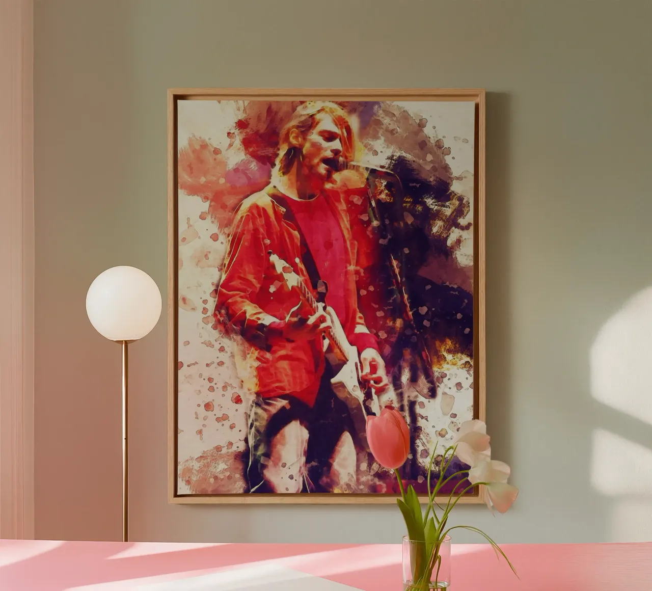 Smudge Kurt Cobain mostra lunedì tela con Cornice a cassetta da Gunawan Rb