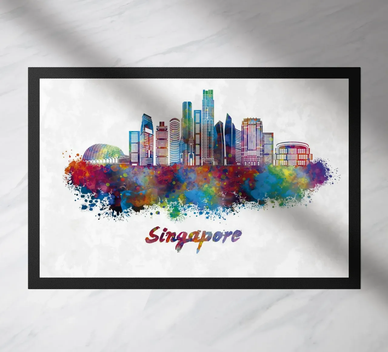 Lo skyline di Singapore in acquerello zerbino da 🎁 ARTVI-SHOP
