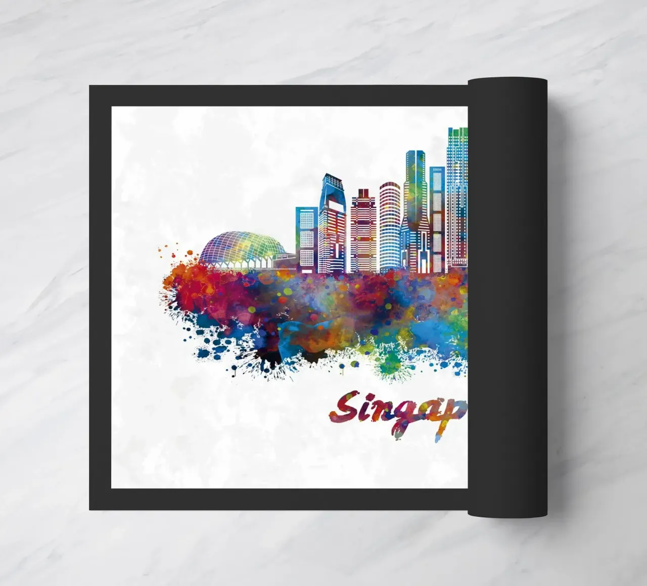 Lo skyline di Singapore in acquerello zerbino da 🎁 ARTVI-SHOP