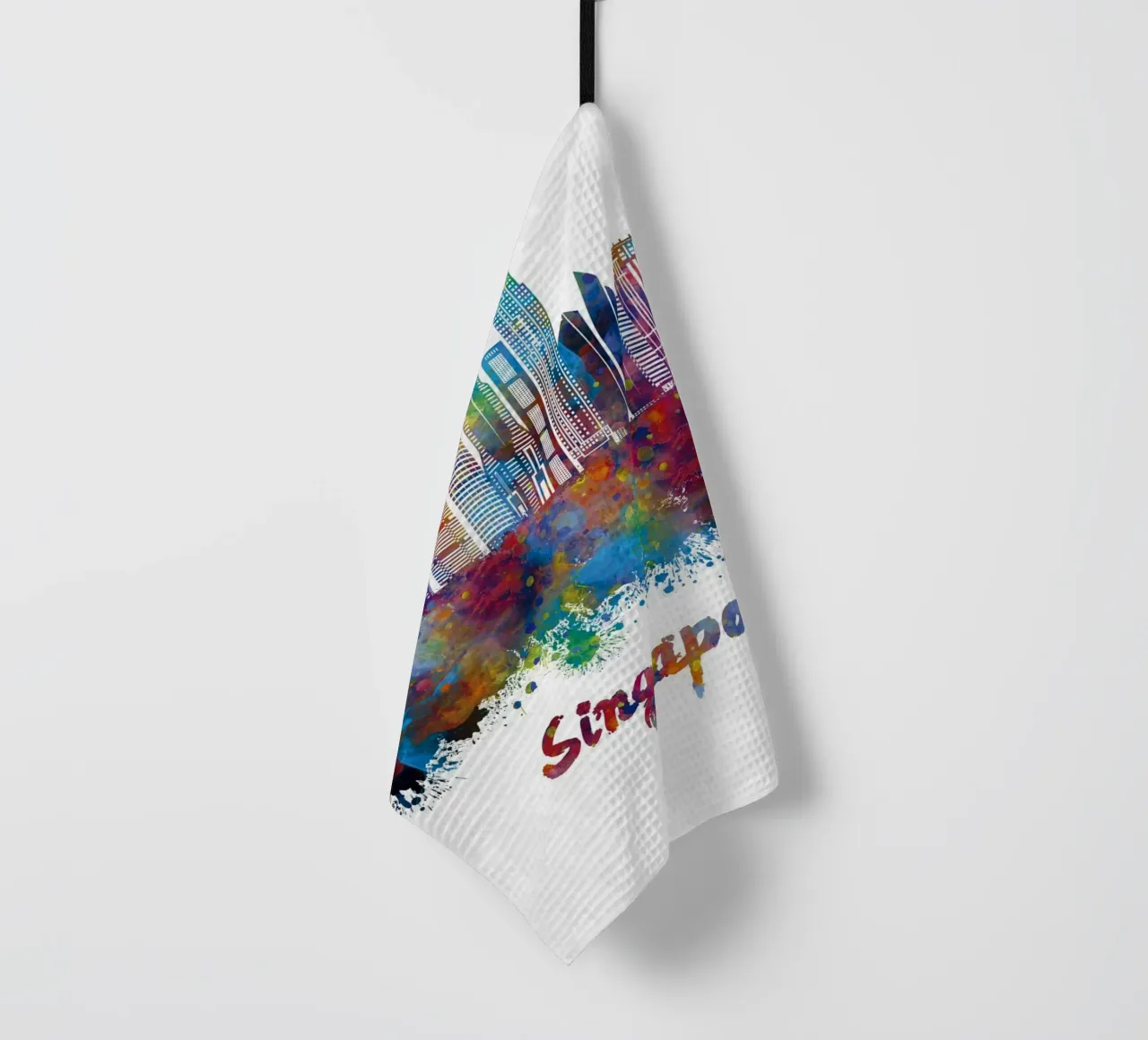 Lo skyline di Singapore in acquerello canovaccio da cucina da 🎁 ARTVI-SHOP