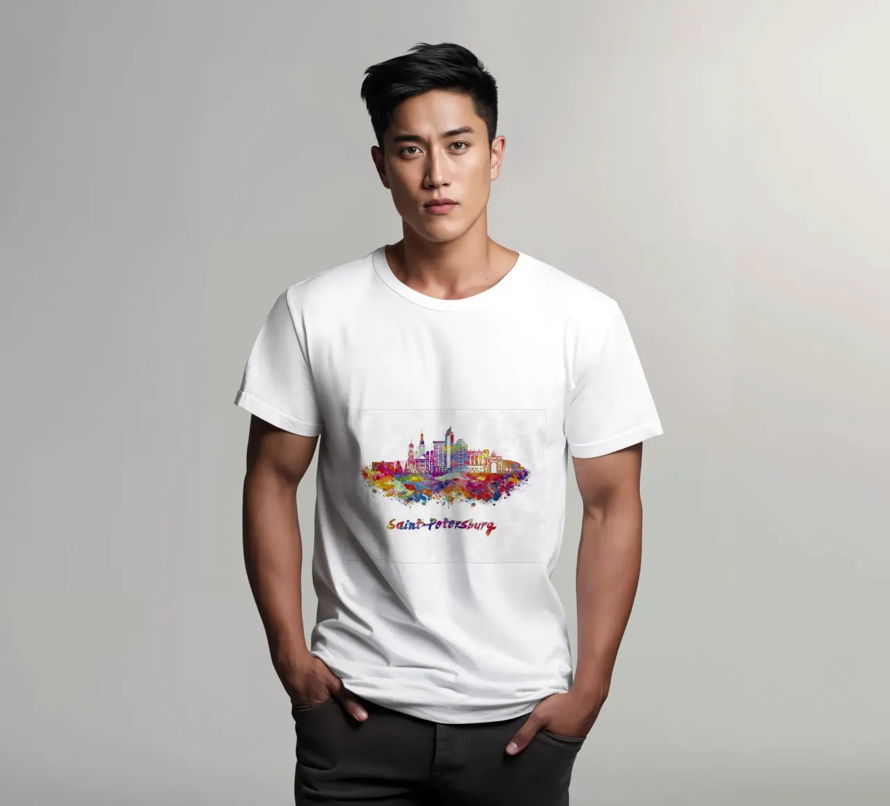 Lo skyline di San Pietroburgo in acquerello t-shirt da 🎁 ARTVI-SHOP