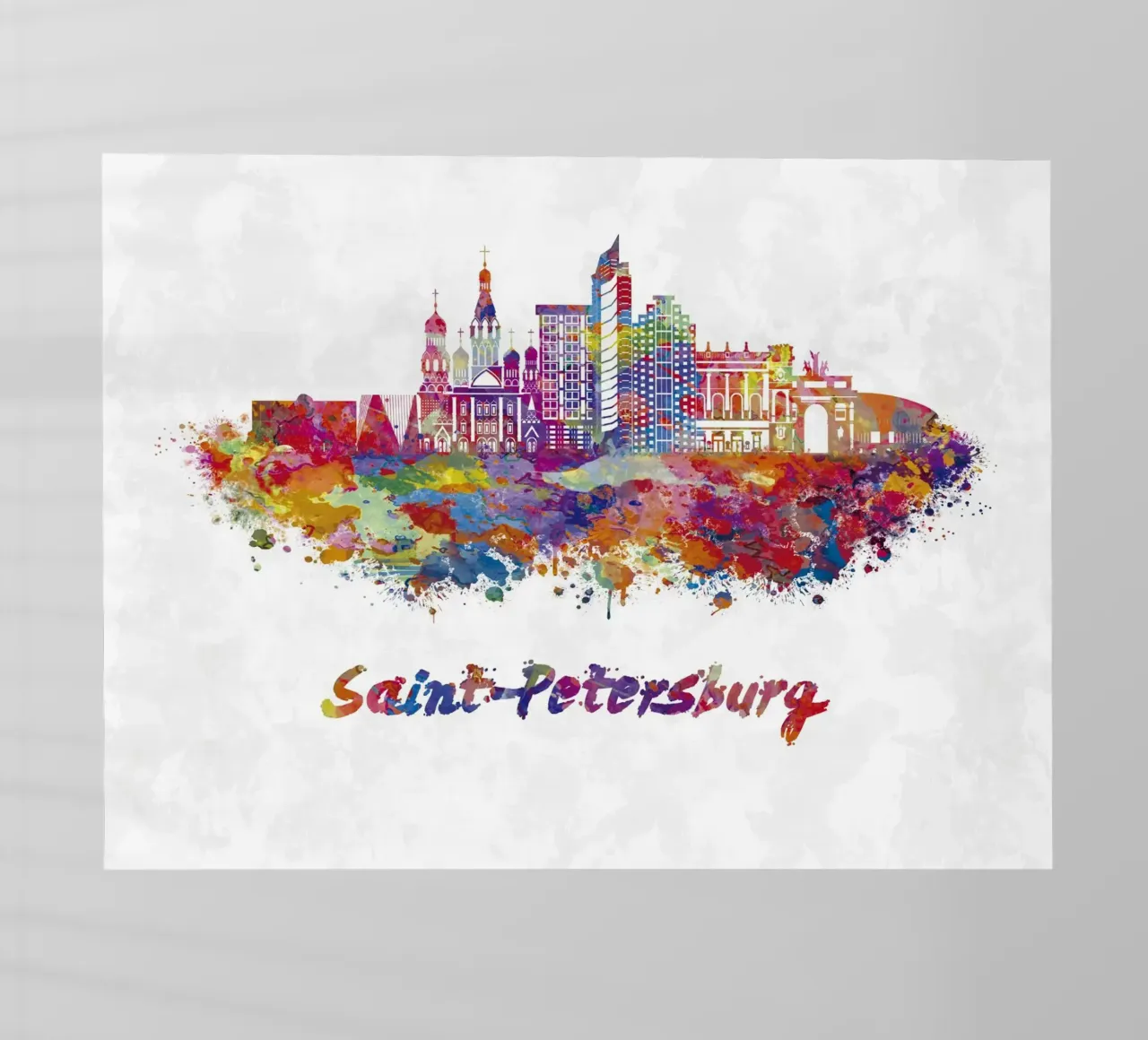 Lo skyline di San Pietroburgo in acquerello pellicola backlit da ARTVI-SHOP