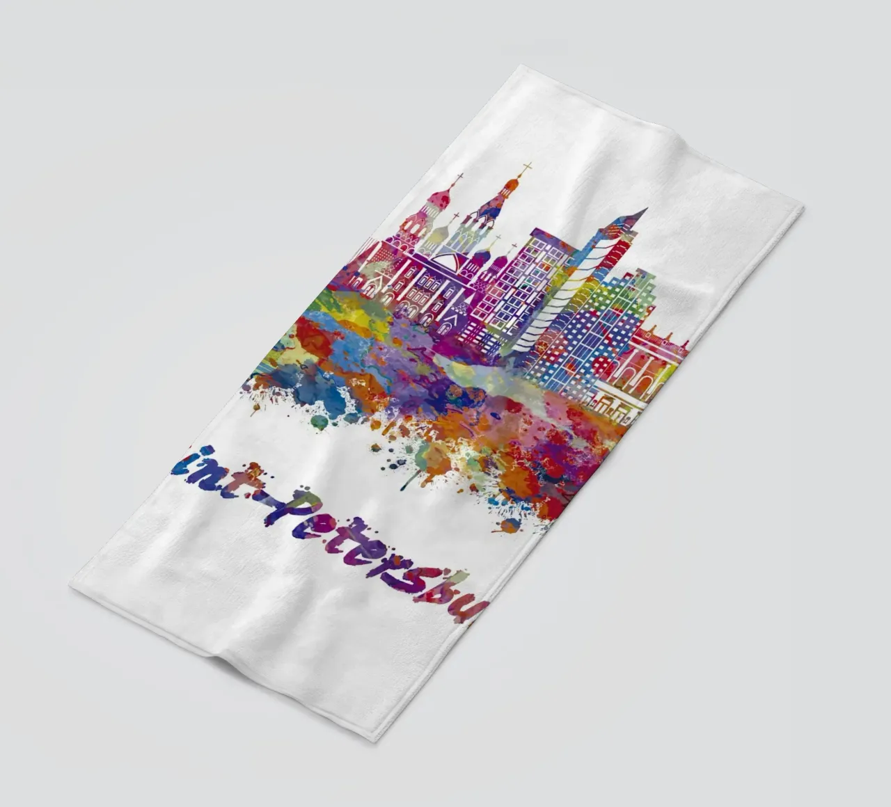 Lo skyline di San Pietroburgo in acquerello telo mare da ARTVI-SHOP