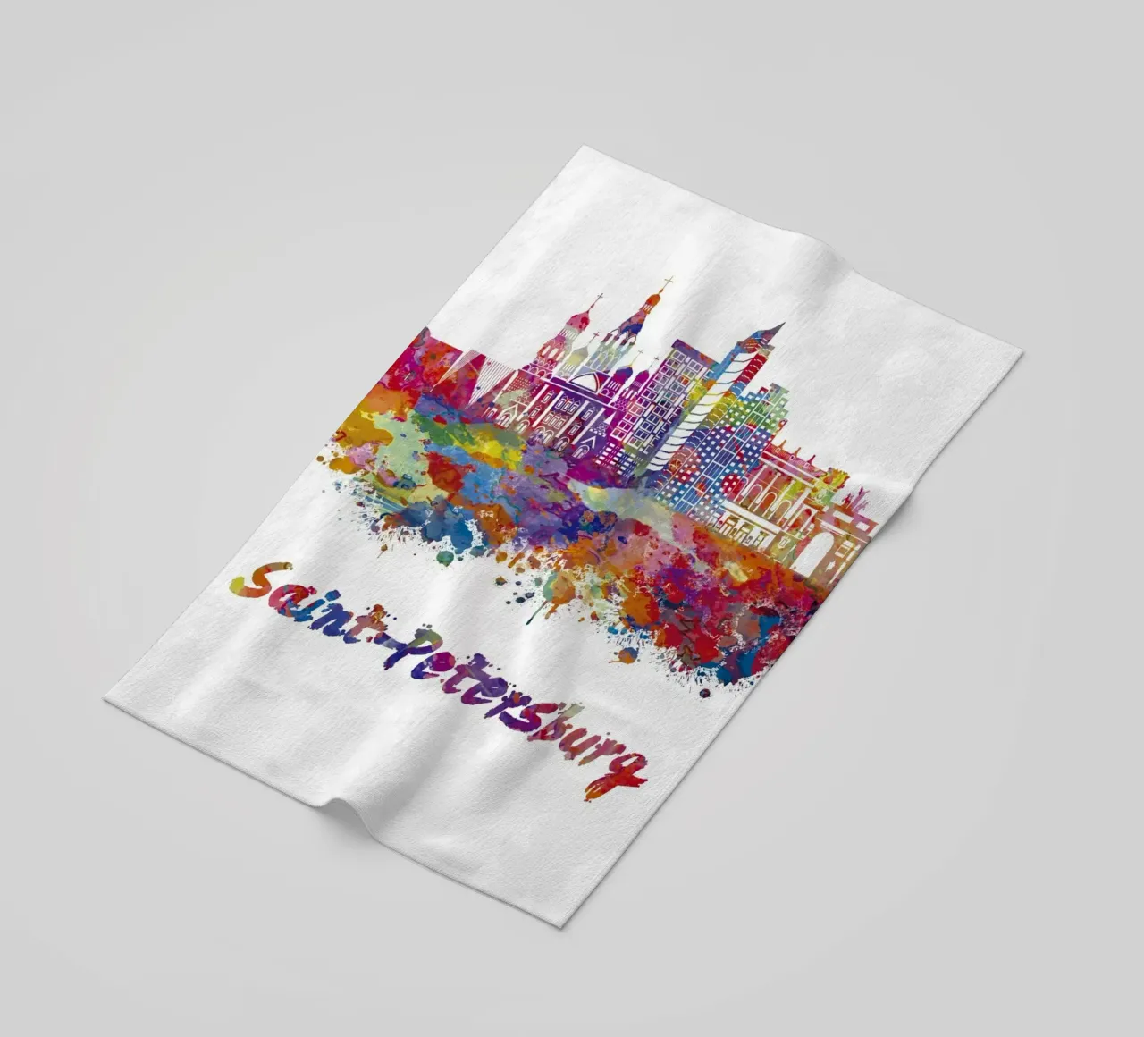 Lo skyline di San Pietroburgo in acquerello telo mare da ARTVI-SHOP