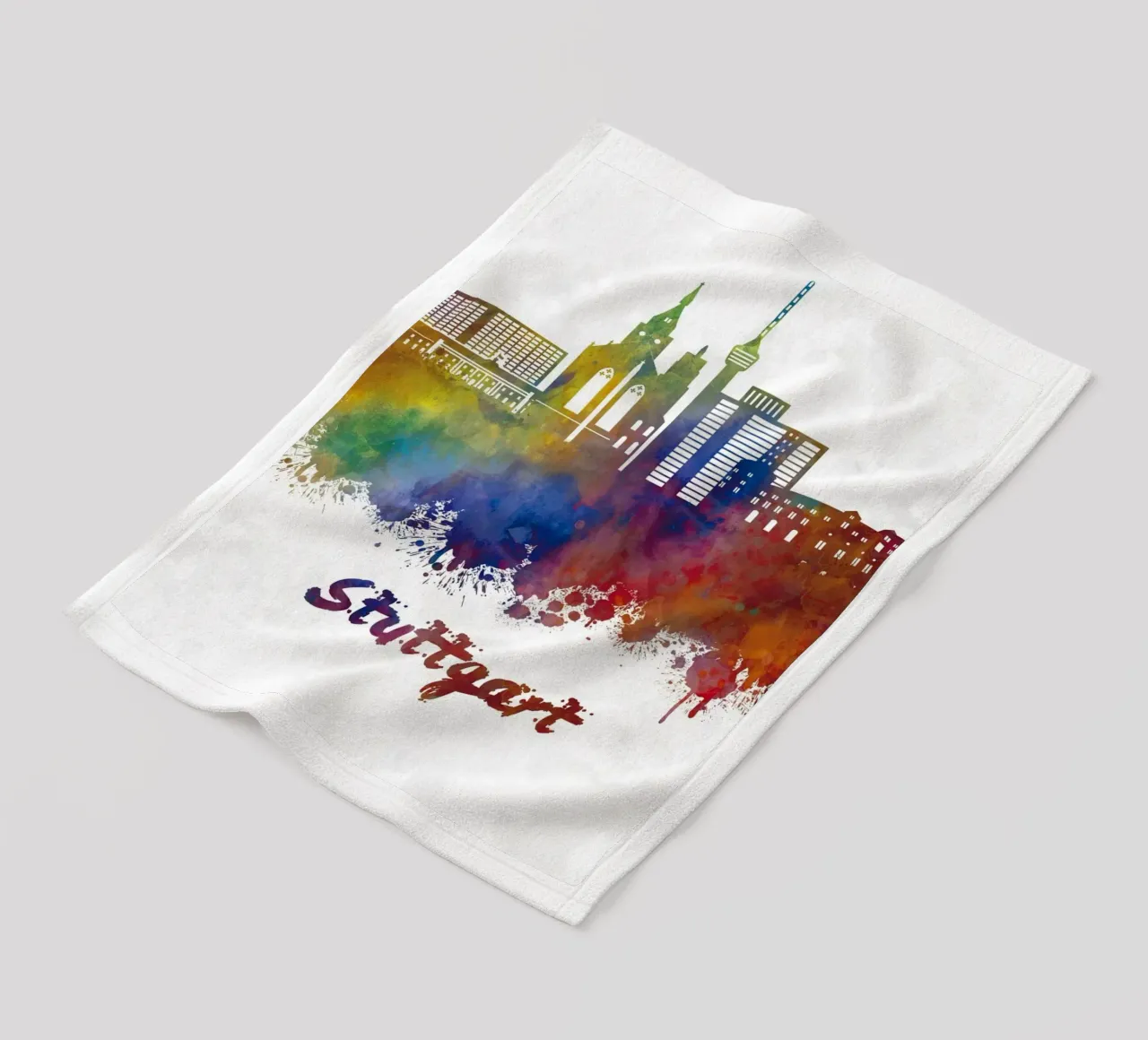 Lo skyline di Stoccarda in acquerello coperta in pile da 🎁 ARTVI-SHOP