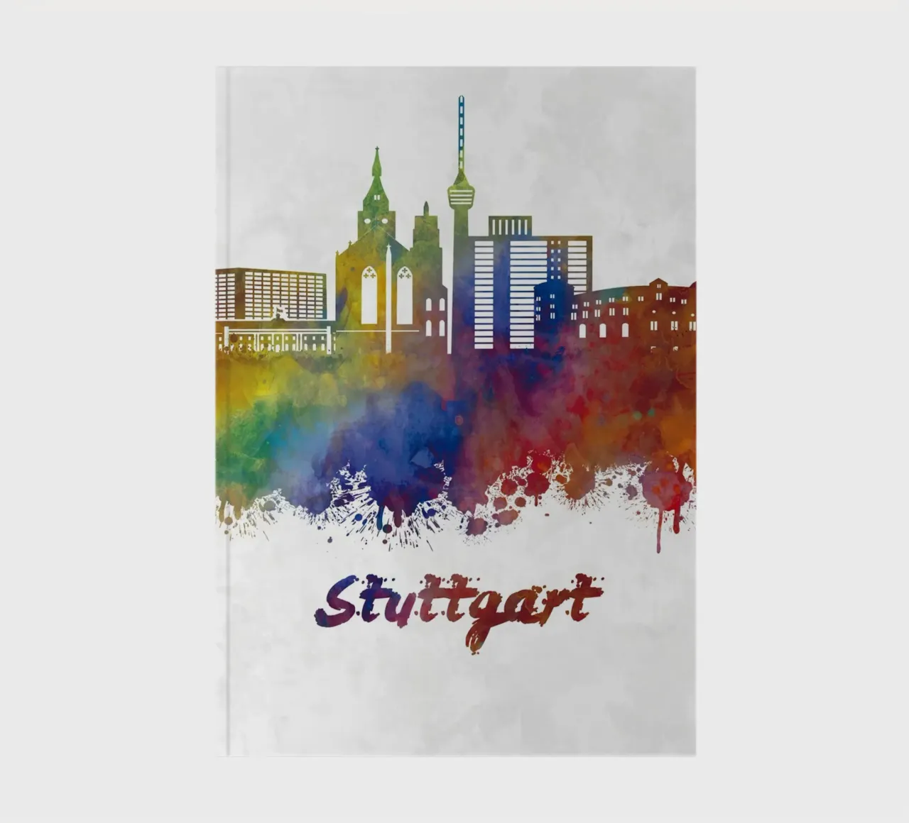 Stuttgarter Skyline in Aquarell Notizbuch von 🎁 ARTVI-SHOP