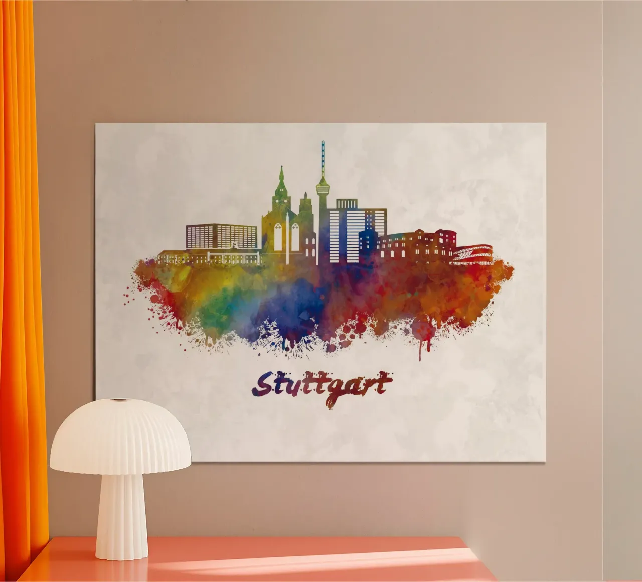 Stuttgart skyline in aquarel hahnemühle van 🎁 ARTVI-SHOP