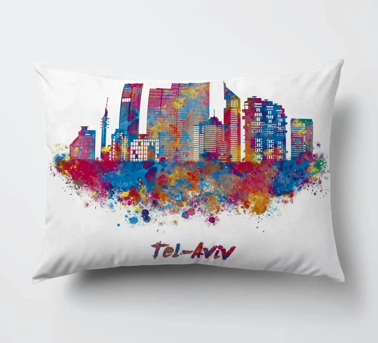 Lo skyline di Tel Aviv in acquerello cuscino da ARTVI-SHOP