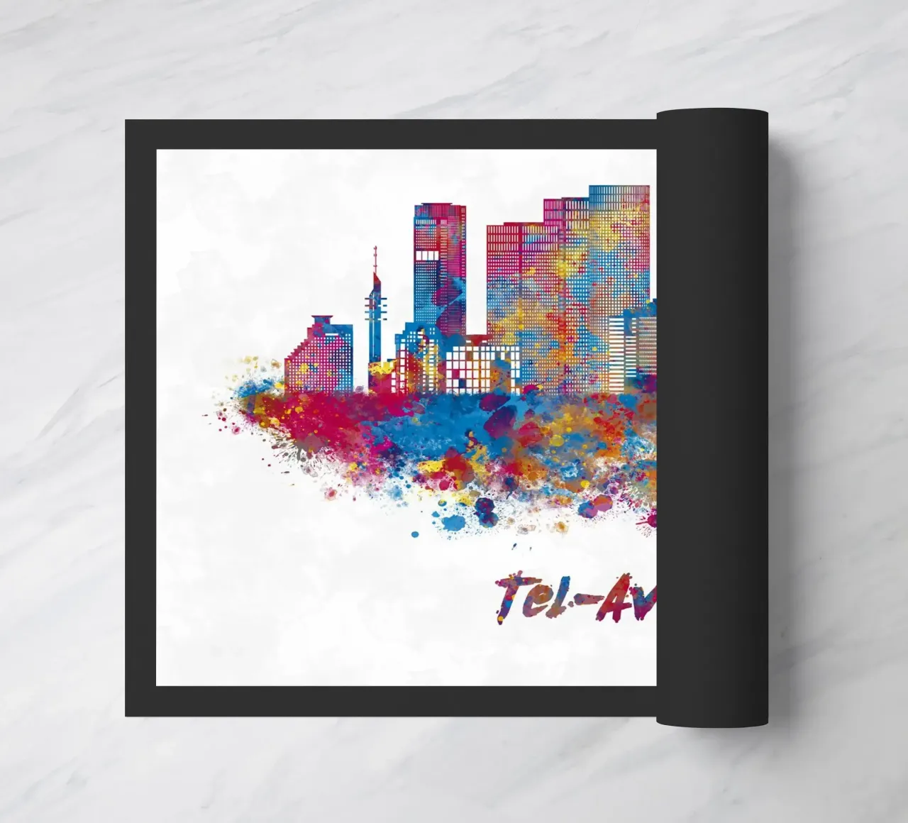 Lo skyline di Tel Aviv in acquerello zerbino da ARTVI-SHOP