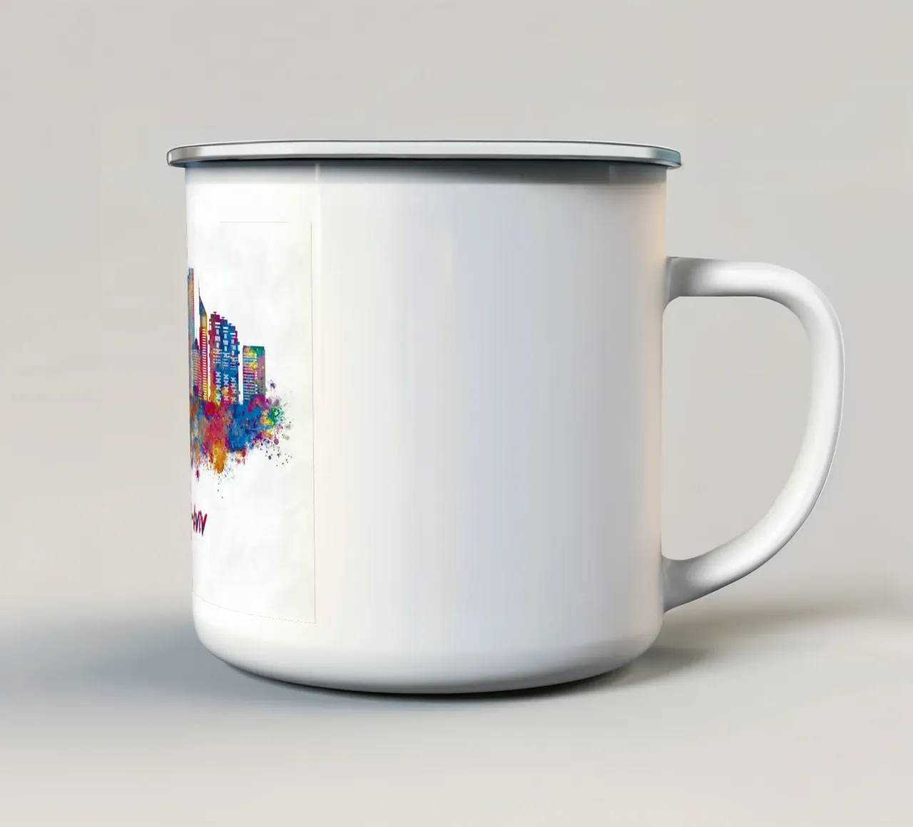 Lo skyline di Tel Aviv in acquerello tazza in smalto da ARTVI-SHOP