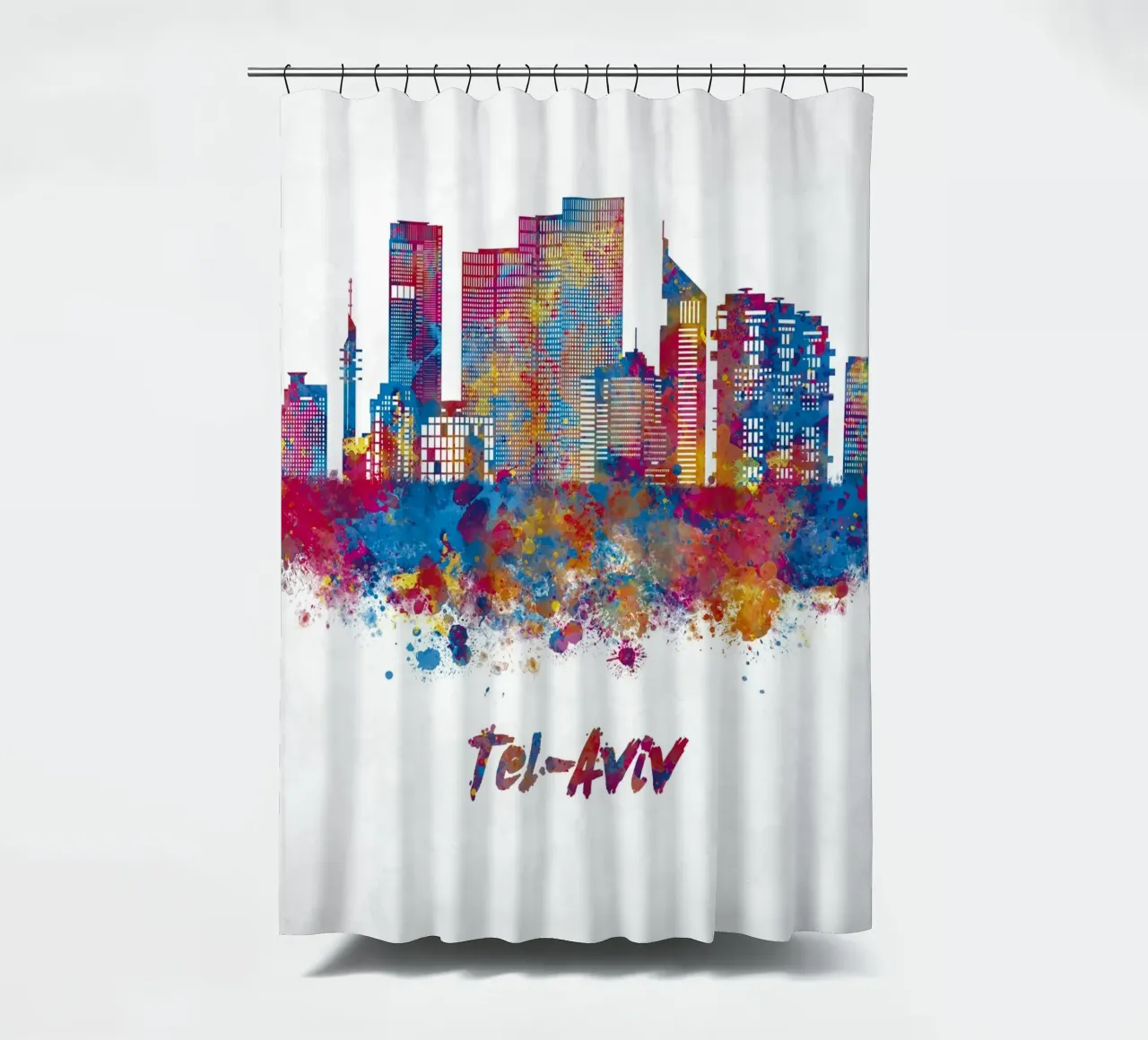Lo skyline di Tel Aviv in acquerello tenda da doccia da ARTVI-SHOP