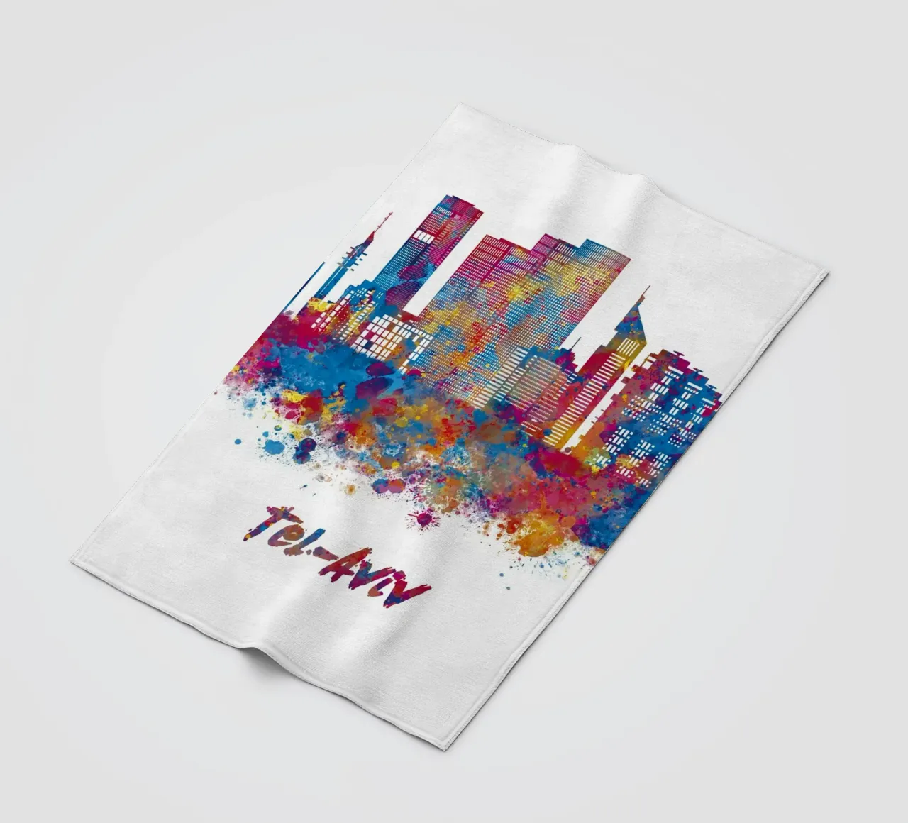 Lo skyline di Tel Aviv in acquerello coperta in pile da ARTVI-SHOP