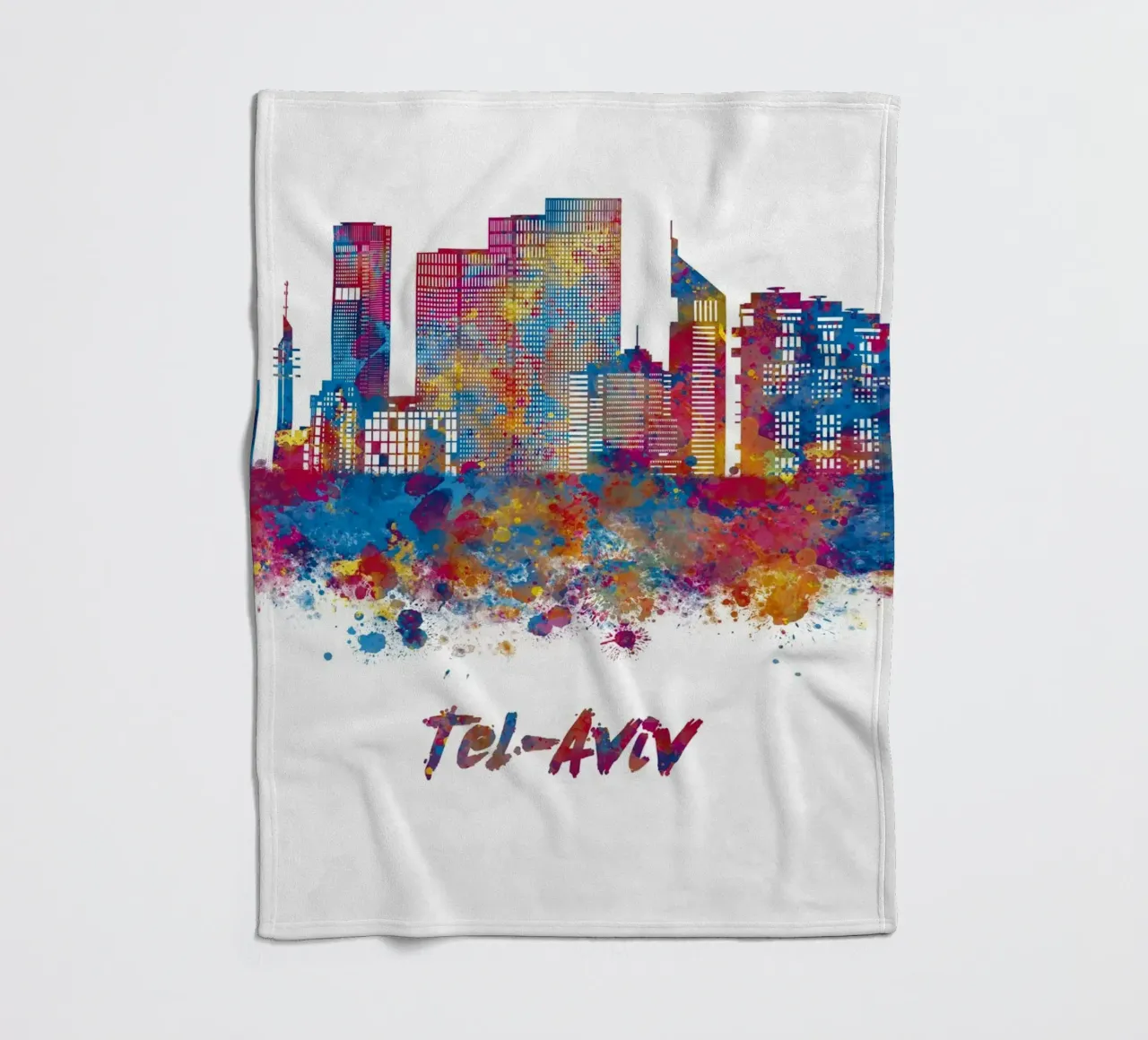Lo skyline di Tel Aviv in acquerello coperta in pile da ARTVI-SHOP