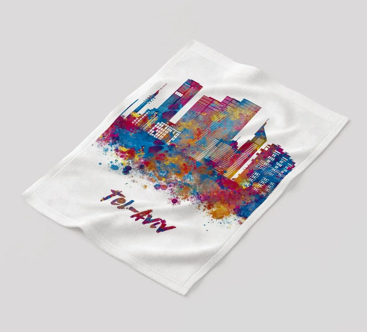Lo skyline di Tel Aviv in acquerello coperta in pile da ARTVI-SHOP
