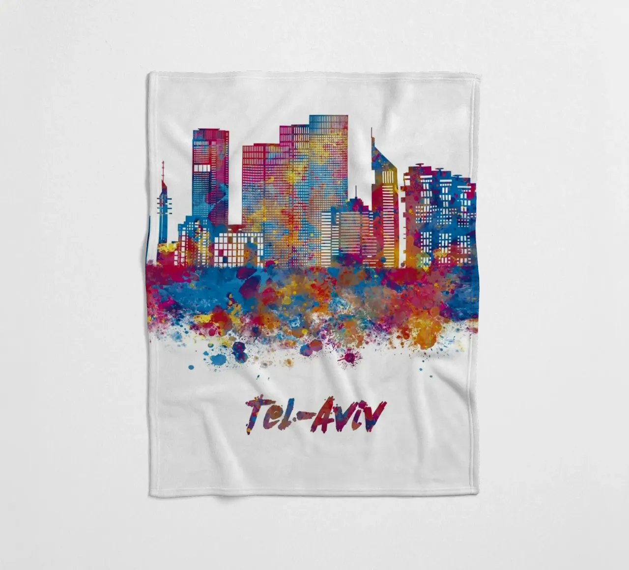 Lo skyline di Tel Aviv in acquerello coperta in pile da ARTVI-SHOP