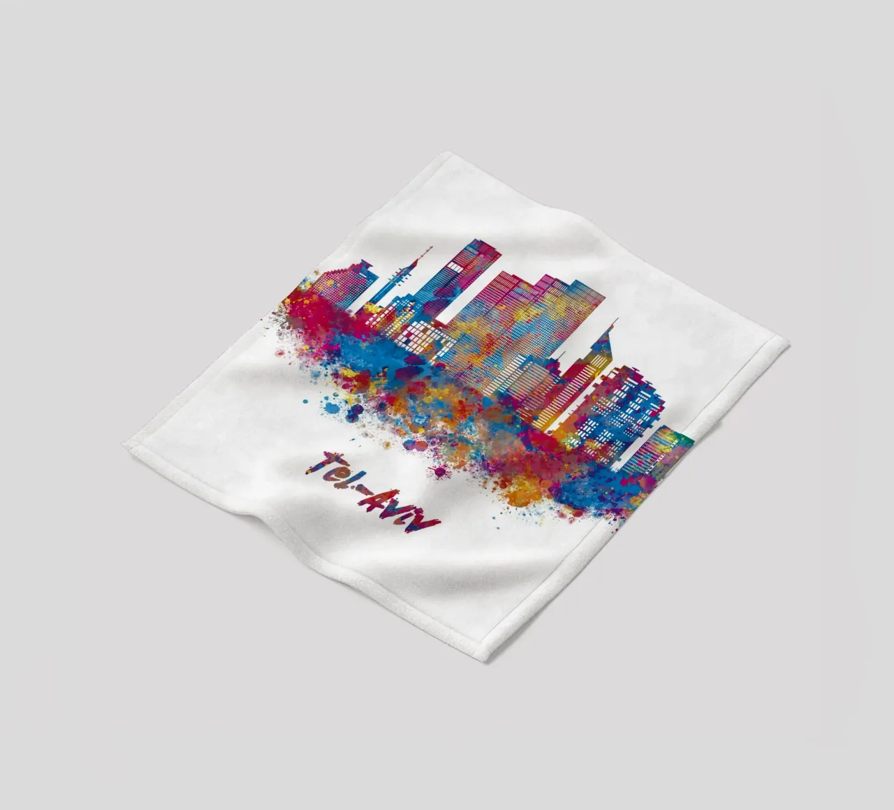 Lo skyline di Tel Aviv in acquerello coperta in pile da ARTVI-SHOP