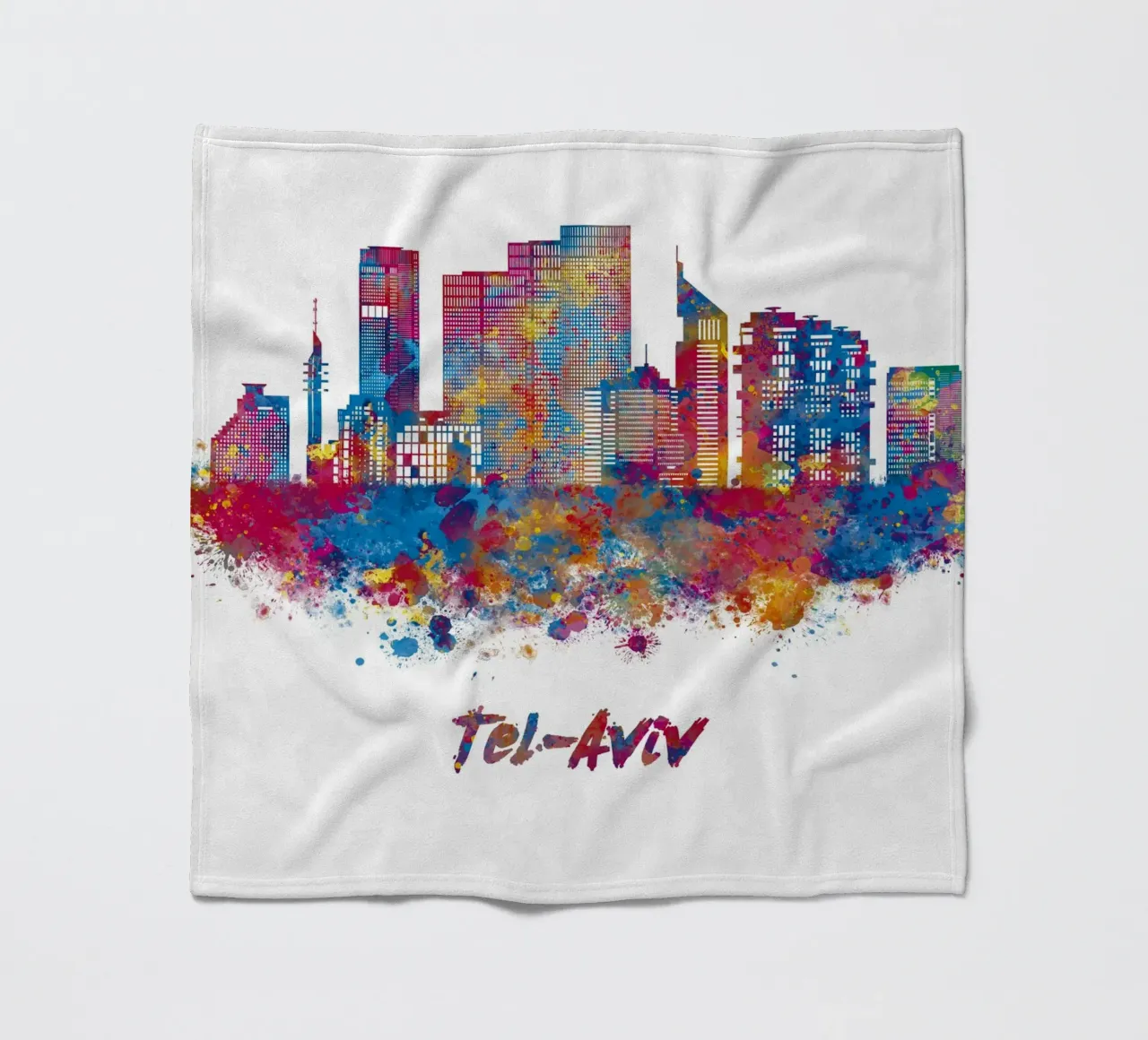 Lo skyline di Tel Aviv in acquerello coperta in pile da ARTVI-SHOP