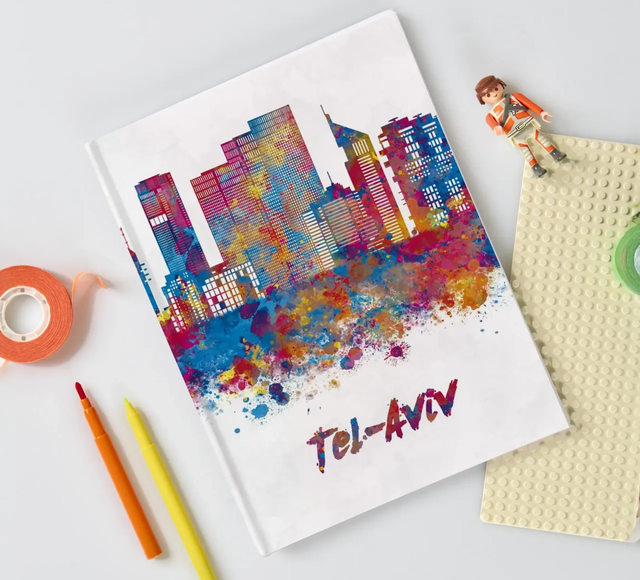 Lo skyline di Tel Aviv in acquerello diario da 🎁 ARTVI-SHOP