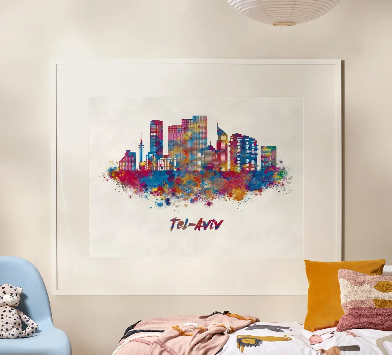 Lo skyline di Tel Aviv in acquerello carta hahnemühle da ARTVI-SHOP