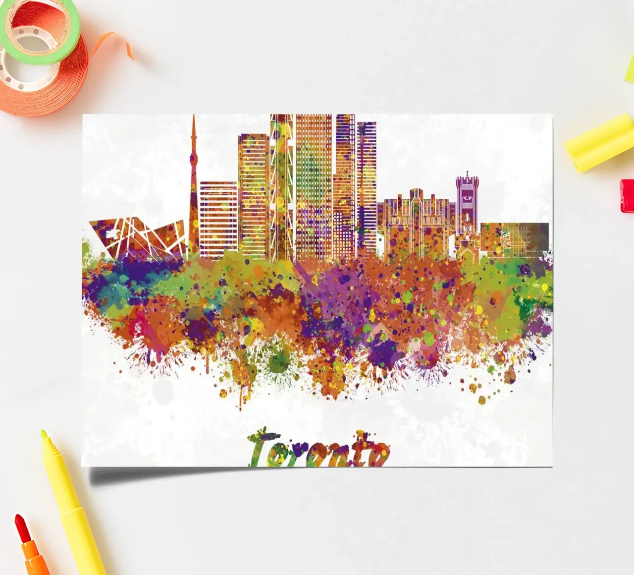 Skyline von Toronto in Aquarell Stickerbogen von 🎁 ARTVI-SHOP