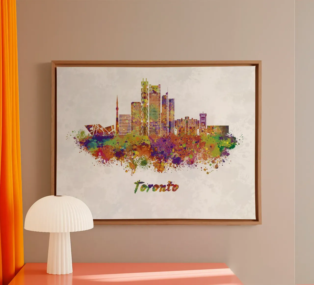 Lo skyline di Toronto in acquerello tela con Cornice a cassetta da 🎁 ARTVI-SHOP