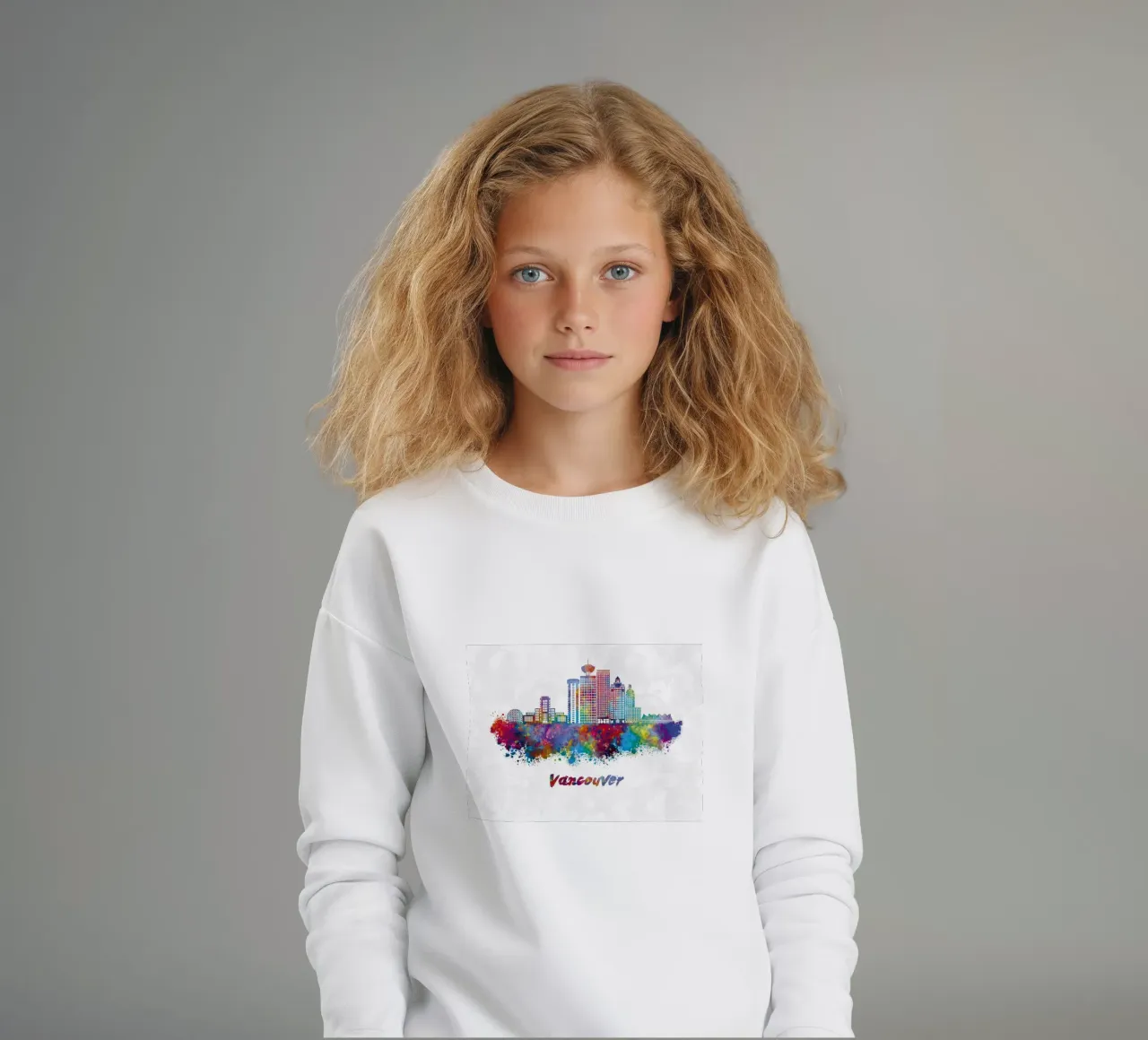 Lo skyline di Vancouver in acquerello felpa bambino da 🎁 ARTVI-SHOP
