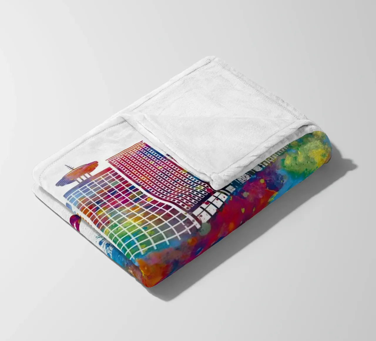 Lo skyline di Vancouver in acquerello coperta in pile da 🎁 ARTVI-SHOP