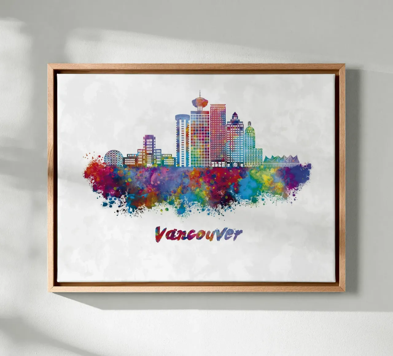 Lo skyline di Vancouver in acquerello tela con Cornice a cassetta da 🎁 ARTVI-SHOP