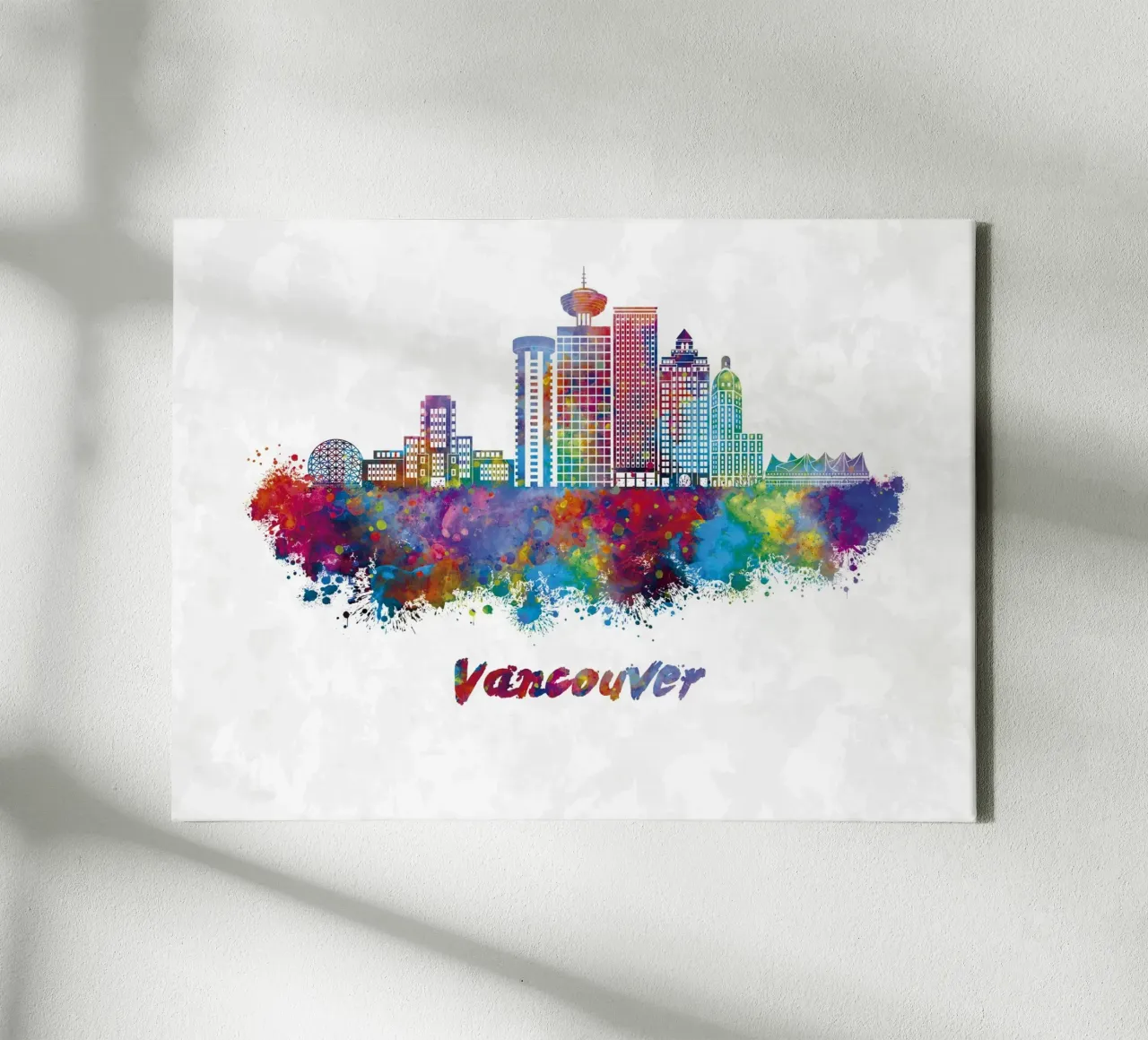 Lo skyline di Vancouver in acquerello tela con Cornice a cassetta da 🎁 ARTVI-SHOP