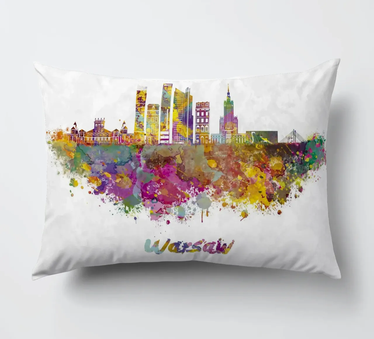 Lo skyline di Varsavia in acquerello cuscino da ARTVI-SHOP