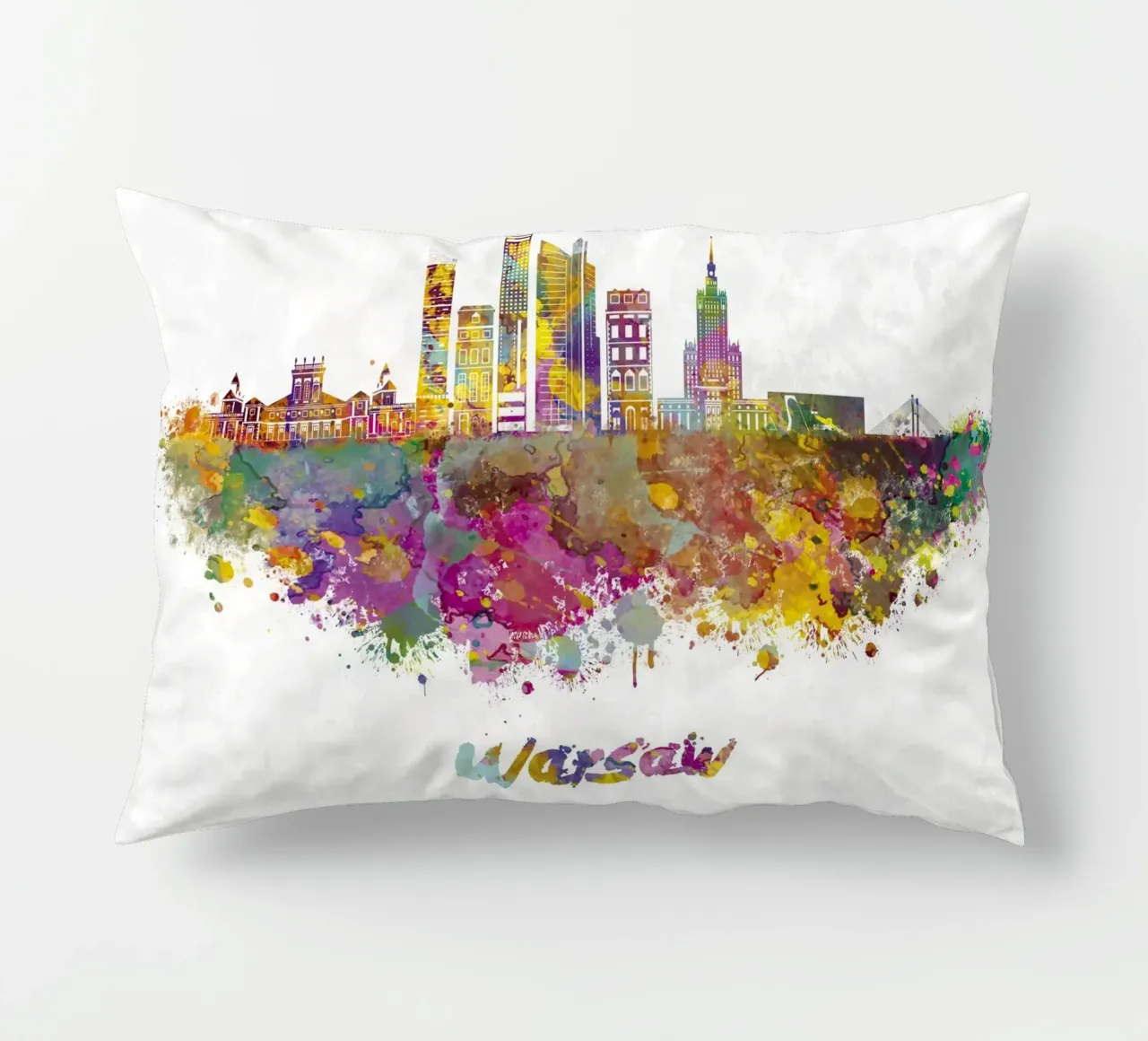 Lo skyline di Varsavia in acquerello cuscino da ARTVI-SHOP