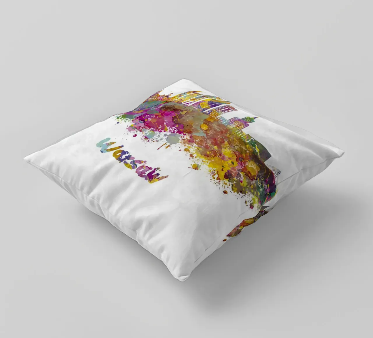 Lo skyline di Varsavia in acquerello cuscino da ARTVI-SHOP