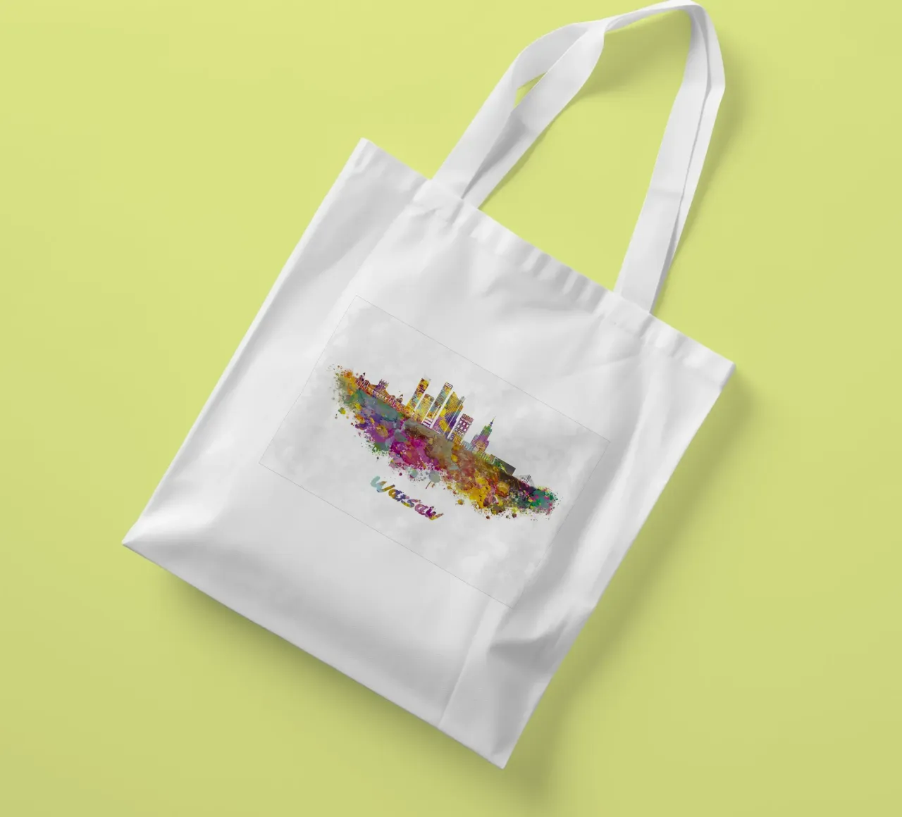 Lo skyline di Varsavia in acquerello borsa in juta da 🎁 ARTVI-SHOP