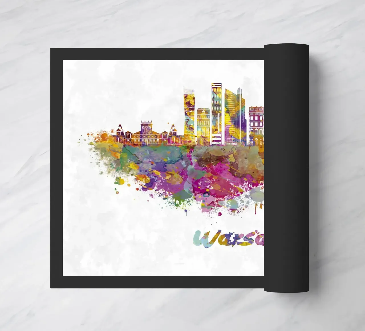 Lo skyline di Varsavia in acquerello zerbino da ARTVI-SHOP