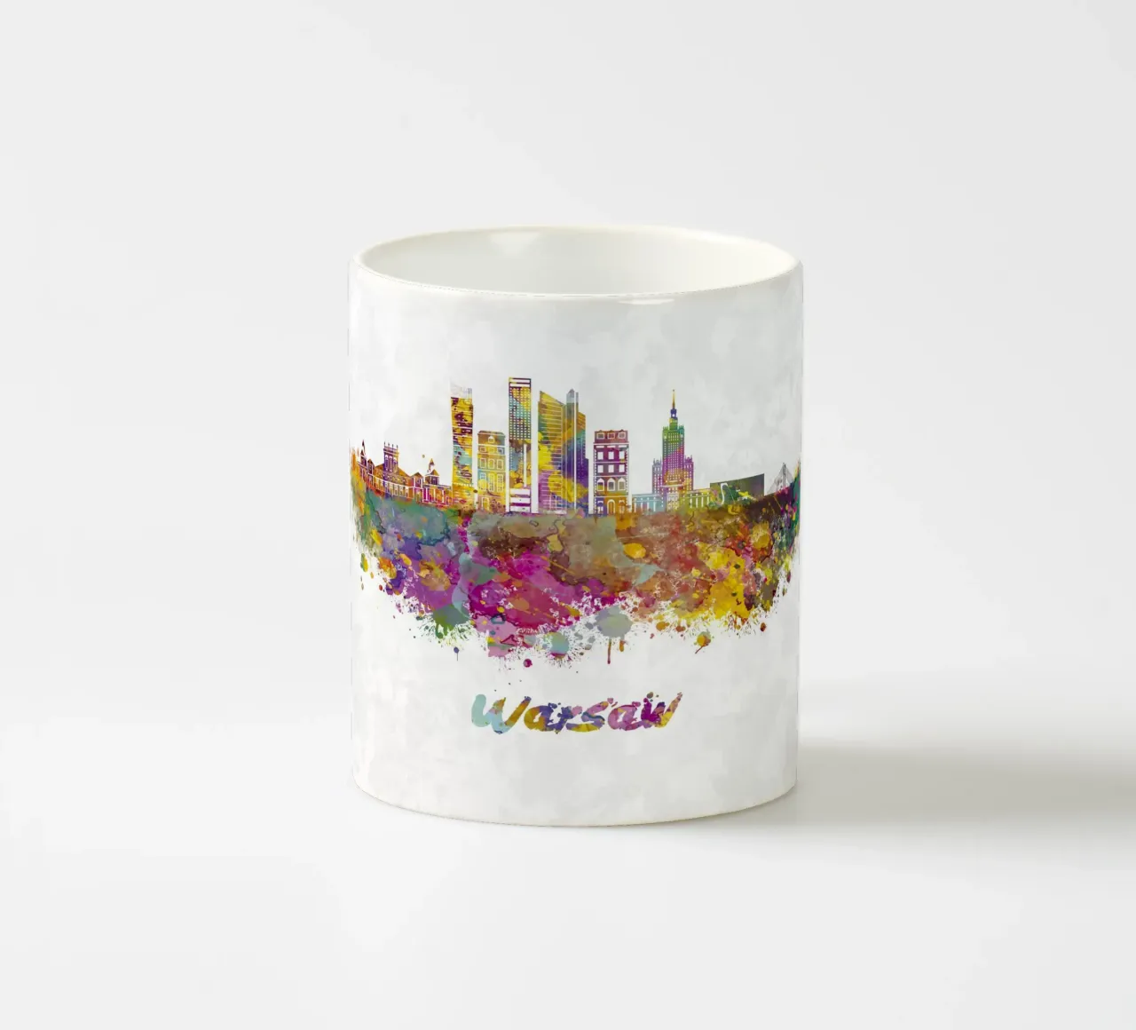 Lo skyline di Varsavia in acquerello tazza in ceramica da ARTVI-SHOP